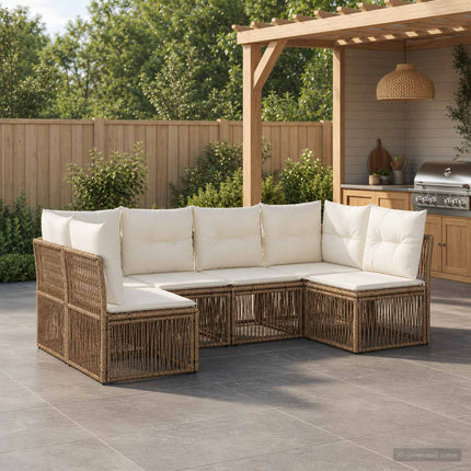 Trädgårdsoffset 6 st Beige konstrotting