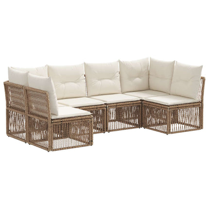Trädgårdsoffset 6 pcs Beige konstrotting