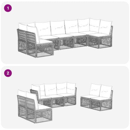 Trädgårdsoffset 7 pcs Grå konstrotting
