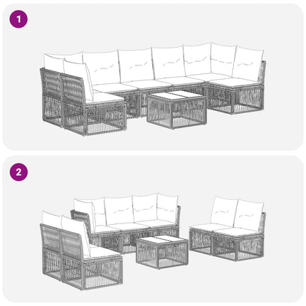 Trädgårdsoffset 8 pcs Svart konstrotting