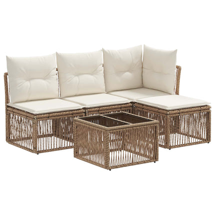 Trädgårdsoffset 5 pcs Beige konstrotting