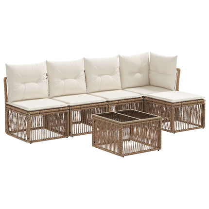 Trädgårdsoffset 6 pcs Beige konstrotting