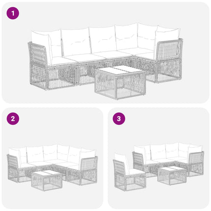 Trädgårdsoffset 6 pcs Svart konstrotting