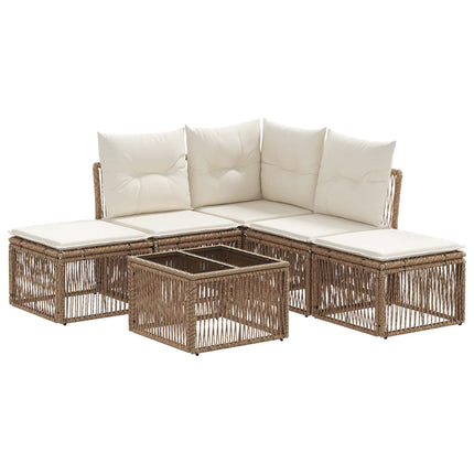 Trädgårdsoffset 6 pcs Beige konstrotting