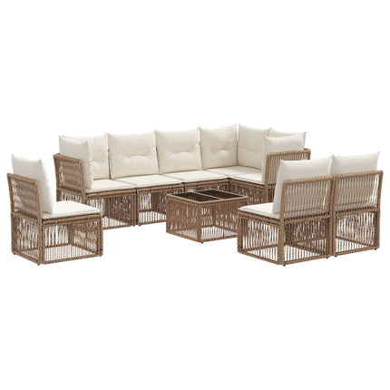 Trädgårdsoffset 9 pcs Beige konstrotting