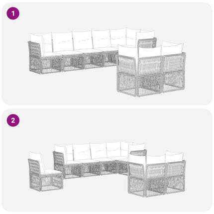 Trädgårdsoffset 8 pcs Svart konstrotting