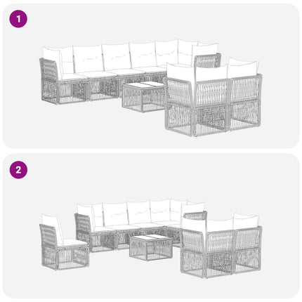Trädgårdsoffset 9 pcs Grå konstrotting
