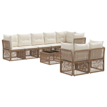 Trädgårdsoffset 9 pcs Beige konstrotting