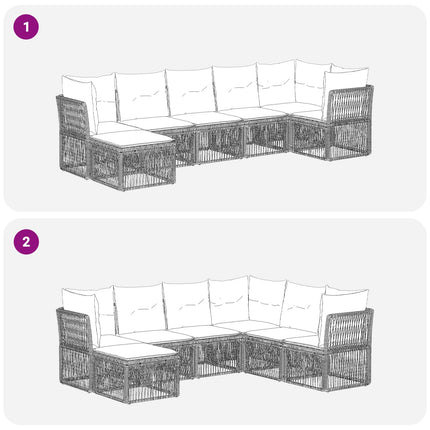 Trädgårdsoffset 7 pcs Grå konstrotting