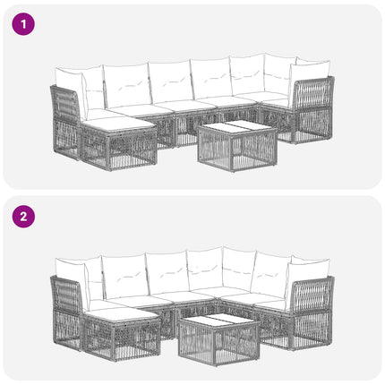 Trädgårdsoffset 8 pcs Grå konstrotting