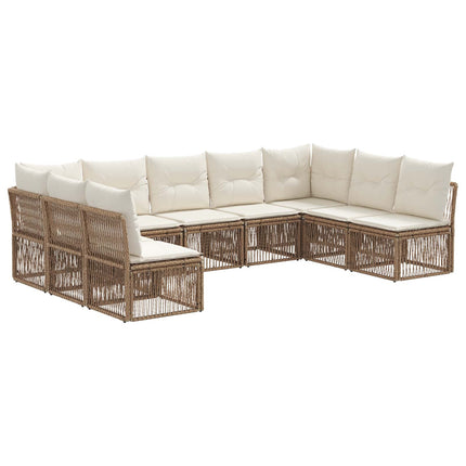 Trädgårdsoffset 9 pcs Beige konstrotting