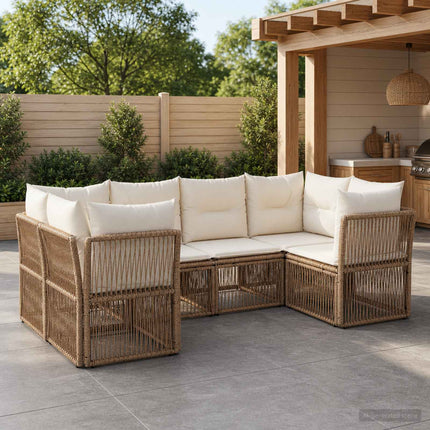Trädgårdsoffset 6 st 6-Antal sittplatser Beige konstrotting