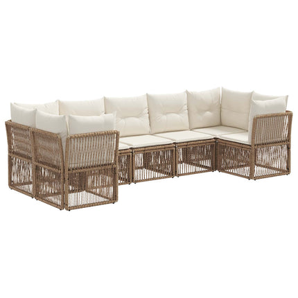 Trädgårdsoffset 7 st 7-Antal sittplatser Beige konstrotting