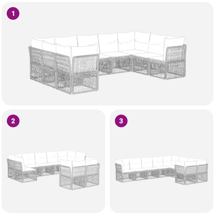 Trädgårdsoffset 9 pcs Grå konstrotting
