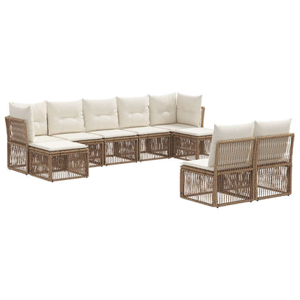 Trädgårdsoffset 9 pcs Beige konstrotting