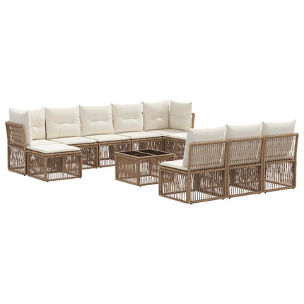 Trädgårdsoffset 11 pcs Beige konstrotting