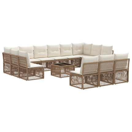 Trädgårdsoffset 14 pcs Beige konstrotting