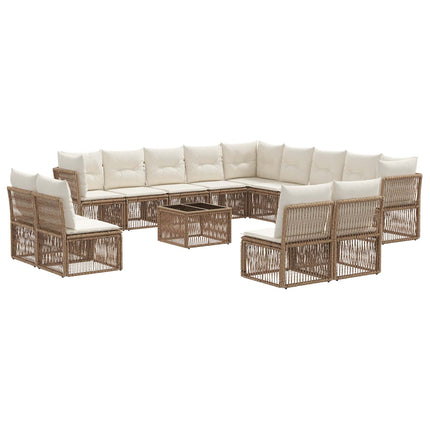 Trädgårdsoffset 14 pcs Beige konstrotting