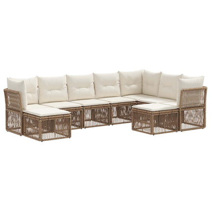 Trädgårdsoffset 9 pcs Beige konstrotting