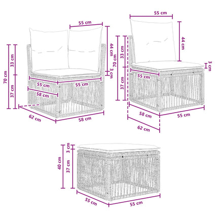 Trädgårdsoffset 11 pcs Beige konstrotting