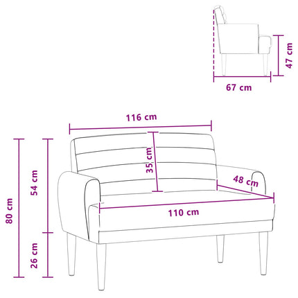 Loveseat med knapprapport Mörkgrå 116 x 67 x 80 cm Tyg