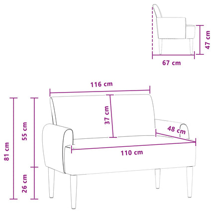 Loveseat med knapprapport Gräddvit 116 x 67 x 81 cm