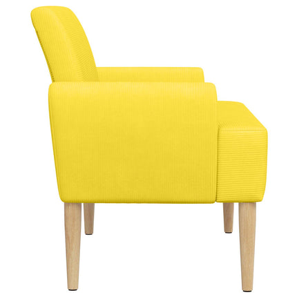 Loveseat med knapprapport Ljusgul 116 x 67 x 81 cm Kordread tyg