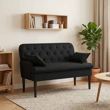 Loveseat med knapprapport Svart 111 x 68 x 80 cm Tyg