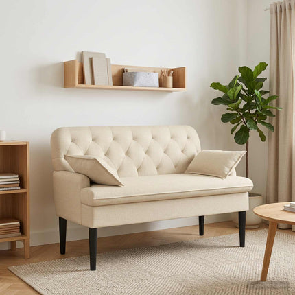 Loveseat med knapprapport Gräddvit 111 x 68 x 80 cm Tyg