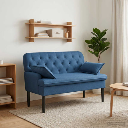 Loveseat med knapprapport Blå 111 x 68 x 80 cm Tyg