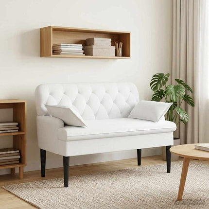 Loveseat med knapprapport Vit 111 x 68 x 80 cm Tyg