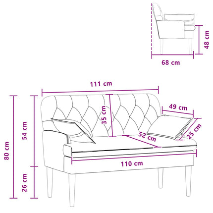Loveseat med knapprapport Rosa 111 x 68 x 80 cm Tyg