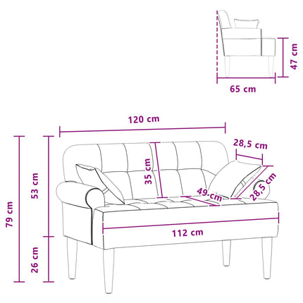 Loveseat med knapprapport Rosa 120 x 65 x 79 cm Tyg