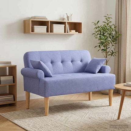 Loveseat med knapprapport Jeansblå 120 x 65 x 79 cm Tyg