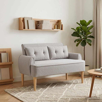 Loveseat med knapprapport Ljusgrå 117 x 67 x 77 cm Bouclé
