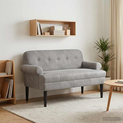 Loveseat med knapprapport Ljusgrå 120 x 66 x 78 cm Sammet