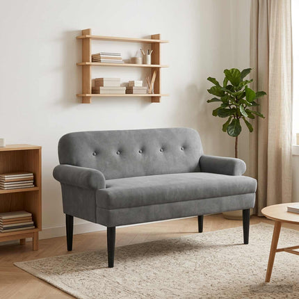 Loveseat med knapprapport Mörkgrå 120 x 66 x 78 cm Sammet