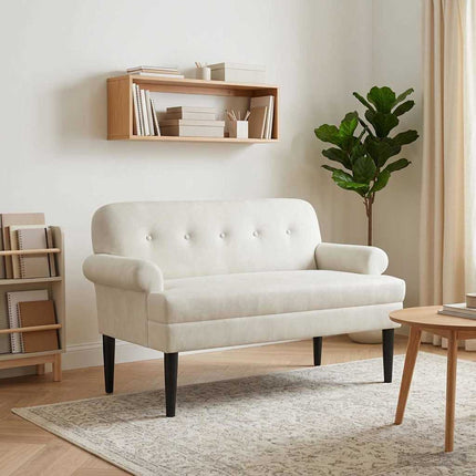Loveseat med knapprapport Gräddvit 120 x 66 x 78 cm Sammet