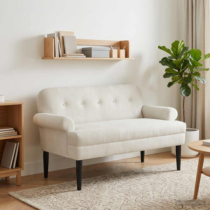 Loveseat med knapprapport Gräddvit 120 x 66 x 78 cm Sammet