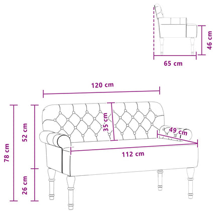 Loveseat med knapprapport Ljusgrå 120 x 65 x 78 cm