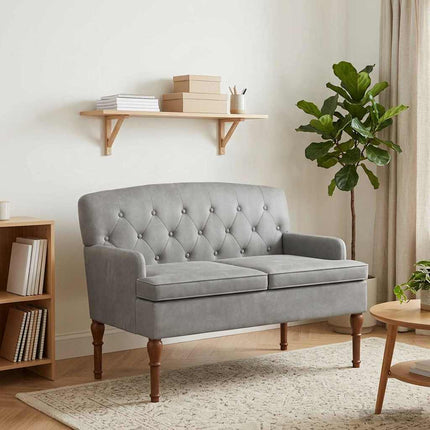 Loveseat med knapprapport Ljusgrå 111 x 65 x 79 cm Sammet