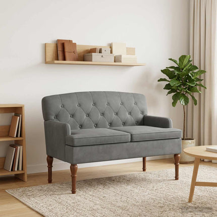 Loveseat med knapprapport Mörkgrå 111 x 65 x 79 cm Sammet