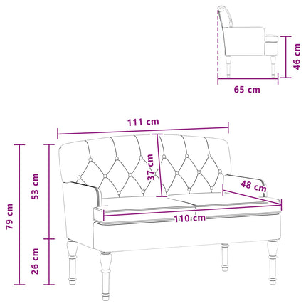Loveseat med knapprapport Ljusgrön 111 x 65 x 79 cm Sammet