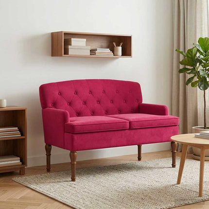 Loveseat med knapprapport Vinröd 111 x 65 x 79 cm Sammet