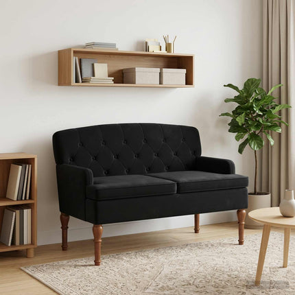 Loveseat med knapprapport Svart 111 x 65 x 79 cm Sammet