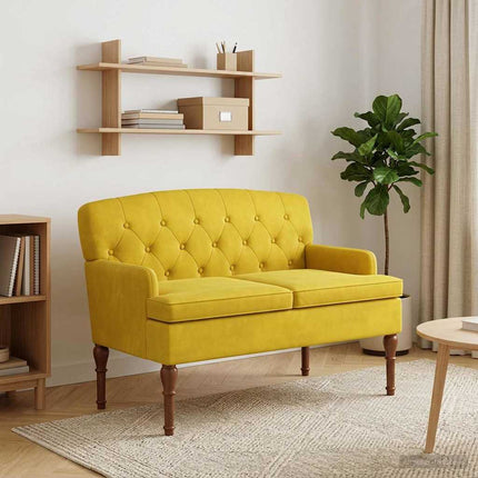 Loveseat med knapprapport Ljusgul 111 x 65 x 79 cm Sammet