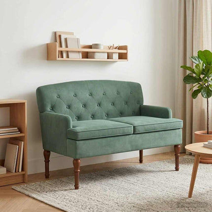 Loveseat med knapprapport Havgrön 111 x 65 x 79 cm Sammet