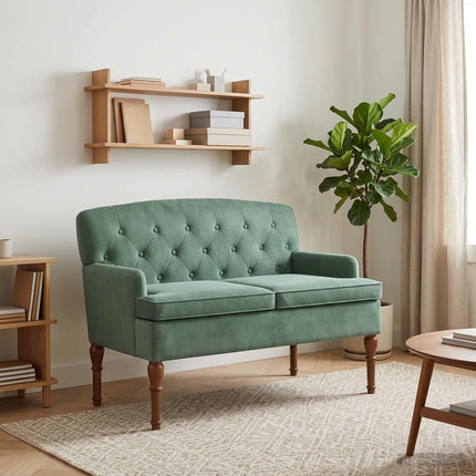 Loveseat med knapprapport Havgrön 111 x 65 x 79 cm Sammet