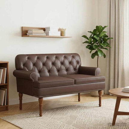 Loveseat med knapprapport Brun 120 x 65 x 77 cm Konstläder