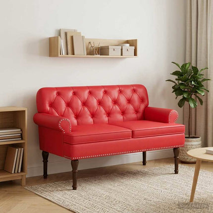 Loveseat med knapprapport Röd 120 x 65 x 77 cm Konstläder